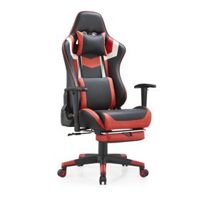 आधुनिक डिजाइन एर्गोनोमिक जाल कार्यकारी लिफ्ट चेयर एडजस्टेबल गेमिंग कार्यालय pu सिंथेटिक चमड़े के फुटरेस्ट काले + लाल स्टेनलेस - Product Image 1