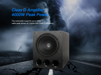 Caisson de basses actif Tonewinner SW-D6000 15-220Hz, 15 pouces, en bois, 800W avec amplificateur, enceinte à cornet, application et télécommande