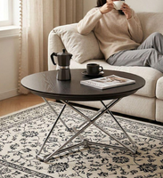 Table à manger transformable en bois massif avec plateau en dalle de pierre, style Bauhaus, pliante à charnières à ressort, multifonctionnelle, table à café et à manger