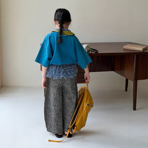 <span class=keywords><strong>Pantaloni</strong></span> per Bambini Mo Xiao Meng Primavera 2026, Stile Coreano con Stampa Leopardata, Casual, Gamba Larga, in Cotone, Comodi e Lunghi per Ragazze - Product Image 4