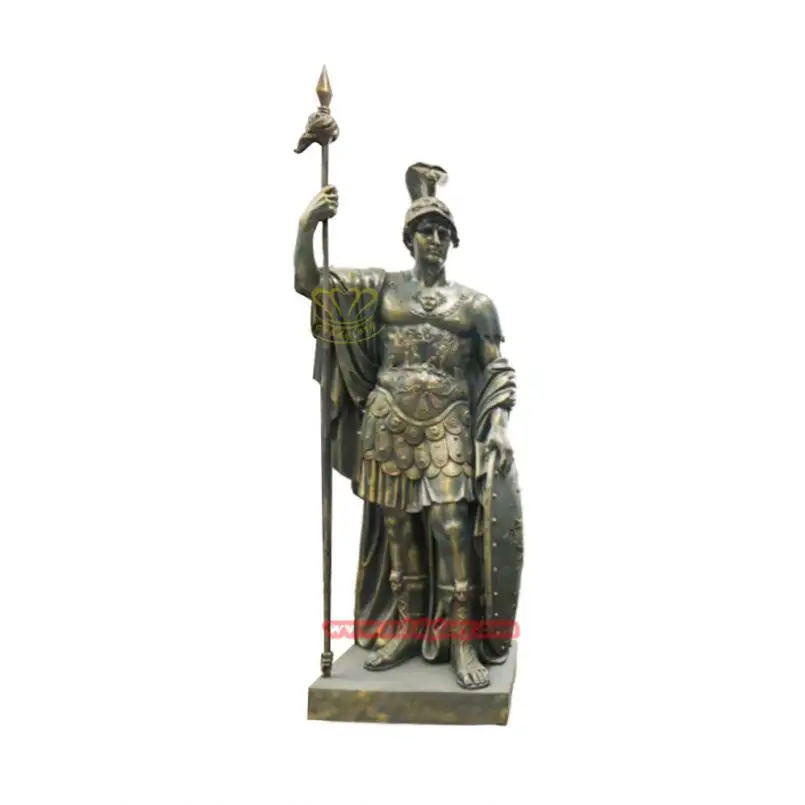 Escultura artística de Metal de bronce, estatua de soldado de caballo