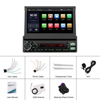 Podofo 1 Din 7 ''écran IPS voiture lecteur MP5 écran motorisé sans fil CarPlay Android Auto DAB Double USB Type-C + MIC autoradio