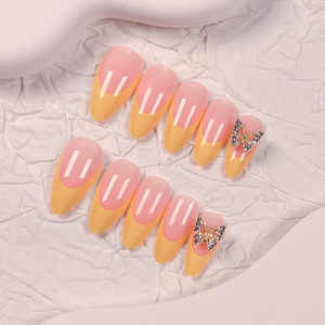 24pcs High Quality ABS Press-On <strong>Nails</strong> <strong>Cute</strong> <strong>Simple</strong> French Almond Design Factory Wholesale for Finger Application - Product Image 3