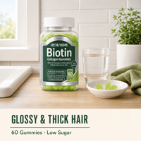 Gummies de biotine, collagène et kératine 5000mg pour cheveux, peau et ongles, supplément de collagène de poisson et MSM, marque privée OEM, 60 unités
