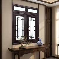 Fenêtre à battant horizontale de luxe en alliage d'aluminium, style chinois ancien, triple isolation, vitrage Low-E, économie d'énergie, isolation thermique extérieure