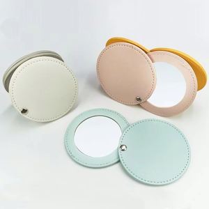 Wholesale Portable Custom Logo Rotatable Pu Leather Cover Round <b>Small</b> Mini Compact Gift Makeup <b>Mirror</b> - Product Image 1