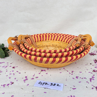 Panier en osier tressé à la main avec poignées, plateau décoratif en rotin pour fruits et pain, panier de pique-nique en gros