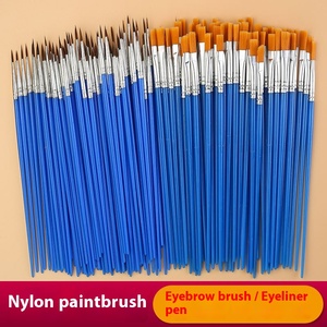 Pinceau à tête <span class=keywords><strong>plate</strong></span> en nylon à tige en plastique bleu Pinceau à peinture pour cheveux acryliques et ensemble de pinceaux - Product Image 2