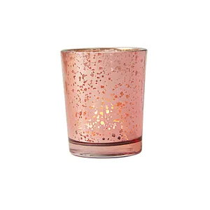 Vela de vidro estrelado em forma de cilindro, rosa, dourado, elegante, decorativo, suporte de vela
