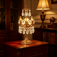 Lampe de table vintage française en cristal doré, lustre de luxe K9, lampe de chevet pour chambre d'hôtel