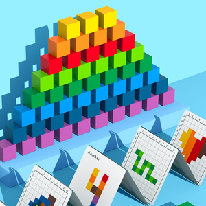 Educational Logical Thinking Training Wooden <strong>Math</strong> <strong>Cube</strong> Blocks Matching Block Puzzles - Product Image 2