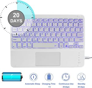 Teclado Alemán Árabe <span class=keywords><strong>Qwertz</strong></span>, Teclado Bluetooth para Teléfono Inteligente, Teclado Bluetooth con Luz para iPad - Product Image 3