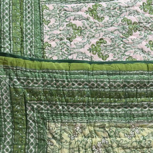 Indian Handblock Print Handmade Pure Cotton <b>Kantha</b> <b>Quilt</b> Organic KanthaQuilt Organic Reversible KanthaQuilt for Winter Uses - Product Image 1