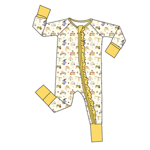 Özelleştirilmiş bebek çocuklar uzun kollu fırfır uyuyanlar bambu Fiber kız Zippy Romper tek parça pijama bebek pijama giysileri - Product Image 3