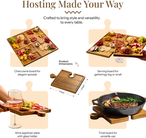 <span class=keywords><strong>Plateau</strong></span> à cocktails en bois personnalisé, mini planches à charcuterie en bois, <span class=keywords><strong>plateau</strong></span> <span class=keywords><strong>de</strong></span> service emboîtable en forme <span class=keywords><strong>de</strong></span> puzzle - Product Image 4