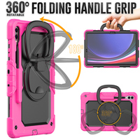 Samsung Galaxy Tab için S9 Ultra 14.6 "X910 darbeye 3 katmanlı hibrid sağlam dönen katlanır kolu kavrama braketi Tablet kılıfları