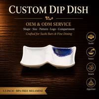 Assiette de table en mélamine à double compartiment, impression personnalisée OEM ODM, 5,5 pouces, pour ketchup, mayonnaise, empilable, pour café, bistrot, comptoir, collation, pique-nique