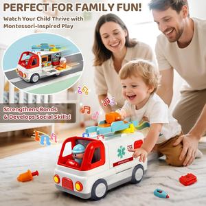 Giocattolo Ambulanza Multifunzionale per Bambini, Gioco di Ruolo Educativo, Veicolo di Soccorso con Barella, Kit Medico con Luci e Suoni - Product Image 5