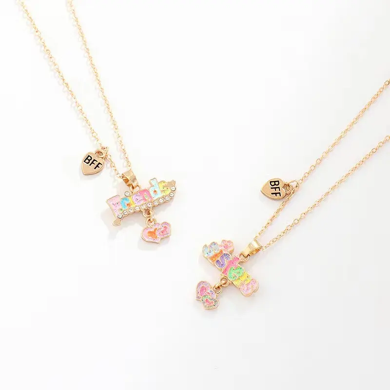 Girl Accessories Kids Friends sisters Pendant Necklace Best Friend Necklace Set