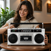 Haut-parleur Bluetooth portable de style années 80 RETRO FORTUEN HXD-P6, lecteur de cassettes, enregistreur avec radio AM FM SW, entrée SD/USB, MP3