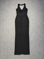 Robe de soirée longue de luxe pour femme SB3572, style halter, ornée de perles et de strass, robe moulante longue en bandage