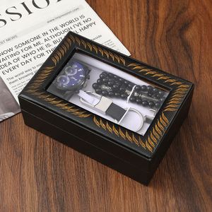 <b>Large</b> Dial Quartz Business Watch <b>Gift</b> Set with Keychain & Rosary-Model M3066 for Boyfriend Men's Father's Day Souvenir - Product Image 4