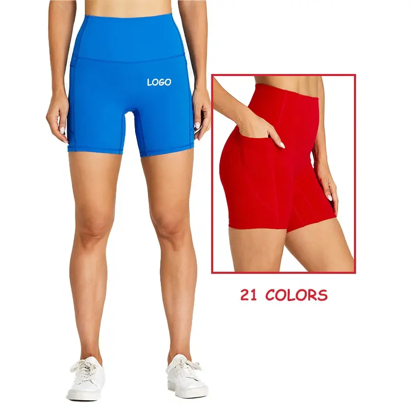 Le plus récent vendeur chaud Lulu nu sensation douceur Shorts taille haute poche Shorts de course Gym Fitness Sportswear