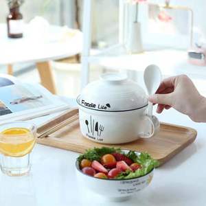 Bols à soupe 34.5oz avec poignées et cuillères, bol à ramen en céramique avec couvercle, grandes tasses à soupe pour nouilles instantanées, grands bols à céréales - Product Image 6