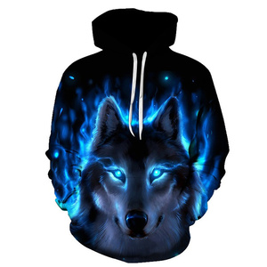 Livraison gratuite, sweat-shirts imprimés en 3D avec motif de loup pour hommes, nouveau style, sweat-shirt imprimé animal pour hommes, Harajuku, pull oversize amusant - Product Image 6