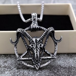 Colgante de cabeza de cabra de acero inoxidable yunnique, joyería de moda para hombre, diseño geométrico de animales para ropa, regalo a juego - Product Image 4