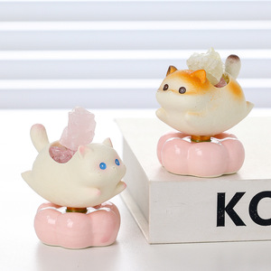 Figurines de chatons en cristal mignonnes, 4 pièces, décoration de bureau en résine, cadeau de bureau Feng Shui - Product Image 3