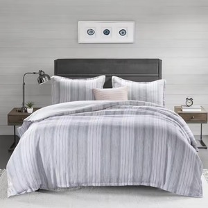 Set di Biancheria da Letto per Adulti in Lino a 3 Pezzi con Stampa Geometrica a Righe, Resistente e alla Moda - Product Image 1