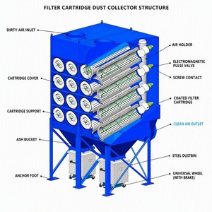 Hocheffizientes Schweißwerkstatt-Zentralabsaugsystem <span class=keywords><strong>mit</strong></span> automatischer Pulsstrahlreinigung und Filterpatronen-Staubabscheider - Product Image 6