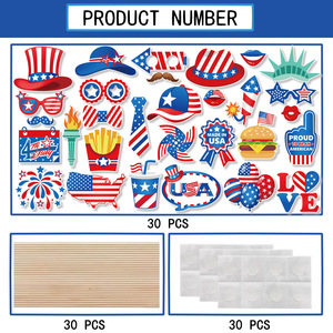 30 Piezas de Accesorios para Fotomatón del 4 de Julio, Accesorios para Selfies del Día de la Independencia con Palitos, Decoraciones Patrióticas para Fiestas, Celebración del 250 Aniversario de Estados Unidos - Product Image 3