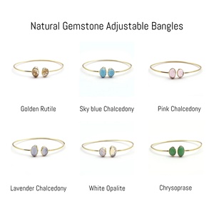 Dainty Golden Rutile Gemstone <b>Bracelet</b> Adjustable <b>Bracelets</b> <b>Stacking</b> Bangle <b>Bracelet</b> Jewelry Gold Plated Designer Gift for Her - Product Image 2