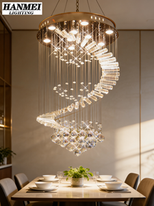 Lámpara Colgante de Estilo Europeo para Escaleras de Villa, Doble Altura, para Sala de Estar, Cristal en Espiral, Romántica, Decorativa, para Restaurante, Mediana/Larga - Product Image 2