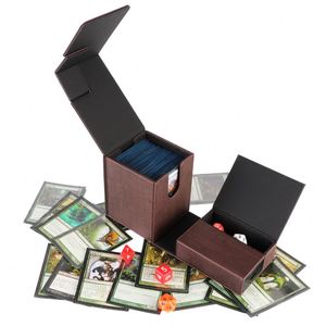 Estuche de Lujo FX Marrón de PU para Tarjetas, Caja con Carga USB para Juegos de Cartas Coleccionables, Organizador Magnético para Juegos - Product Image 1