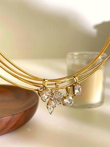 Collana Girocollo Trendy Placcata Oro 18K con Pendenti in Zirconia Cubica 4A, Gioielli in Acciaio Inossidabile Resistenti all'Ossidazione e Impermeabili - Product Image 5