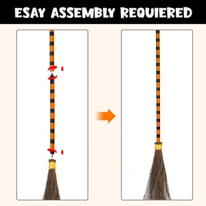 Factory Price Halloween <strong>Witch</strong> Broom Hanging <strong>Sign</strong> and 3 Wooden Decorations Home D&eacute;cor Items - Product Image 5