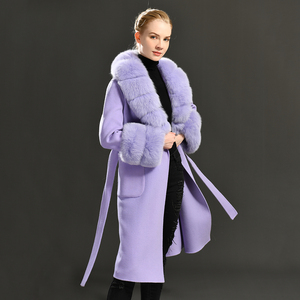 Jxwatcher <span class=keywords><strong>Cappotto</strong></span> in Lana di Alta Qualità per Donna, Realizzato a Mano <span class=keywords><strong>con</strong></span> Vera <span class=keywords><strong>Pelliccia</strong></span> di Volpe al 100% - Product Image 3