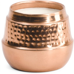 Vase à bougie en cuivre architectural côtelé et martelé – Récipient à cire double texture résistant à la chaleur - Product Image 1