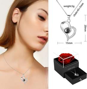 AYOYO Vente directe d'usine, vente chaude, boîte cadeau de rose éternelle préservée, Qixi, Saint-Valentin 2026, collier pour petite amie, <span class=keywords><strong>fleur</strong></span> éternelle - Product Image 2