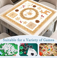 Tapis de table carré à thème de Noël pour Mahjong, antidérapant en caoutchouc, réduction du bruit, imprimé pour les fêtes, pour jeu de Mahjong
