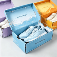 Boîtes d'emballage pour chaussures en carton ondulé en gros, logo personnalisé imprimé, boîtes rigides pliables en carton pour chaussures