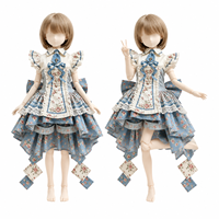Robe Lolita BJD personnalisée, tenue Lolita BJD florale, vêtements de poupée vintage, jupe de poupée à ourlet irrégulier, costume de poupée à volants en dentelle