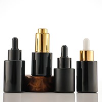 Flacon en verre noir de 5ml 10ml 15ml avec bouchon en or et flacon compte-gouttes en verre opaque avec bouchon compte-gouttes