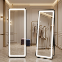Miroir sur pied LED en verre contemporain fait main, luxe léger, 3 couleurs de lumière, directement de l'usine, miroir de maquillage et de dressing