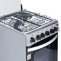 Four à Gaz XUNDA 4 Feux Inox 2 Gaz 2 Électriques Cuisinière Autonome Four de Cuisson Table de Cuisson Électrique avec Four