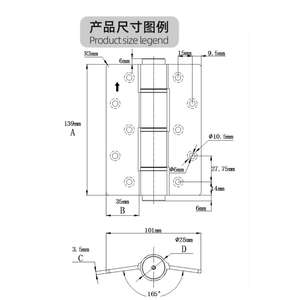 Engsel hidrolik pintu dan jendela, 5 inci aksesori perangkat keras paduan aluminium pintu kayu - Product Image 6