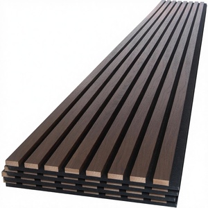 Panneaux muraux acoustiques en bois de noyer rustique NeatiEase, 4 pièces, 96" x 12,6", insonorisants et anti-<span class=keywords><strong>bruit</strong></span>, décoration murale intérieure - Product Image 1